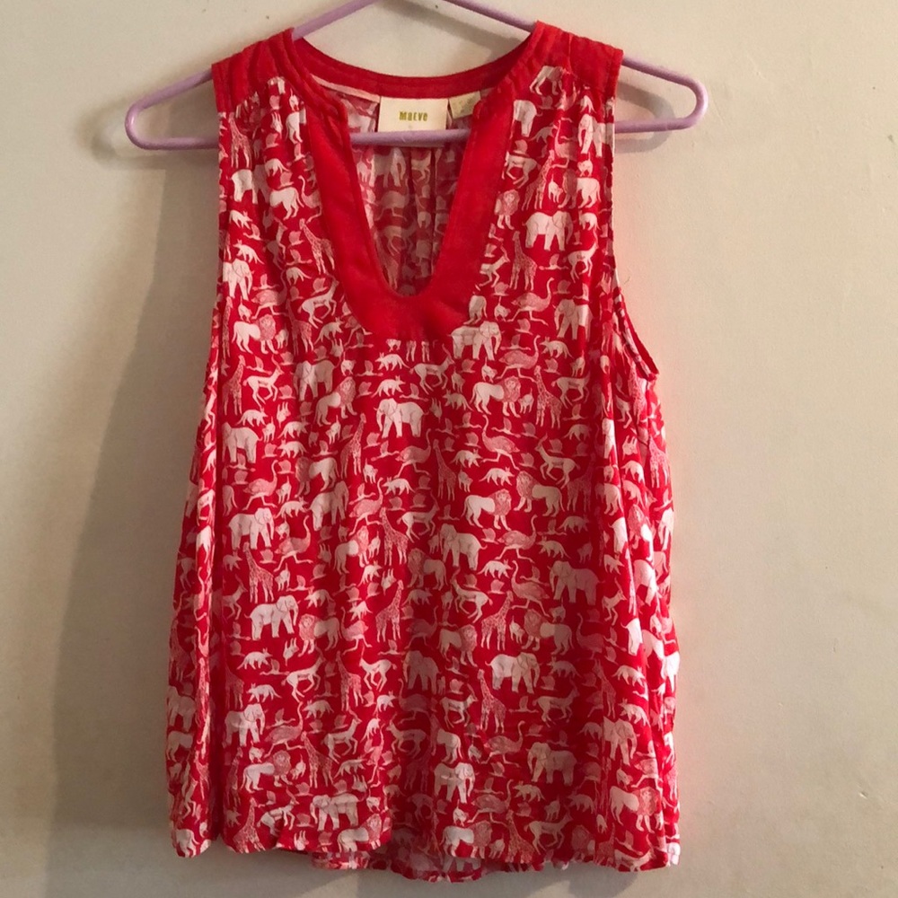 Amazing NWOT Red Anthropologie Blouse w/ Animals
